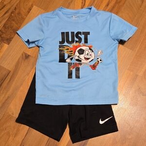 Nike Light Blue Just Do It T-Shirt and Black Shorts Set